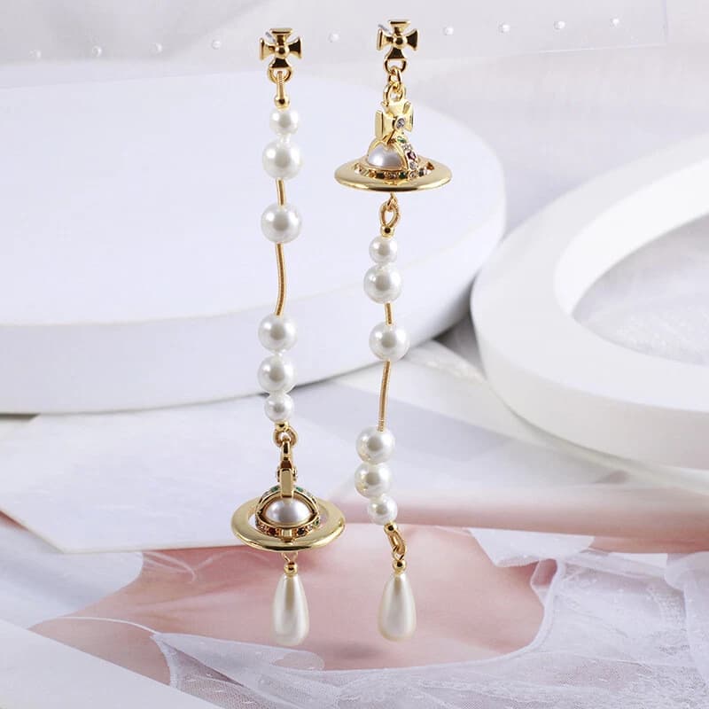 Pearl and Crystal Drop Earrings