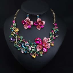 Crystal Flower Statement Necklace