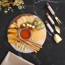 Elegant Marble Cheese Board and Knife Set